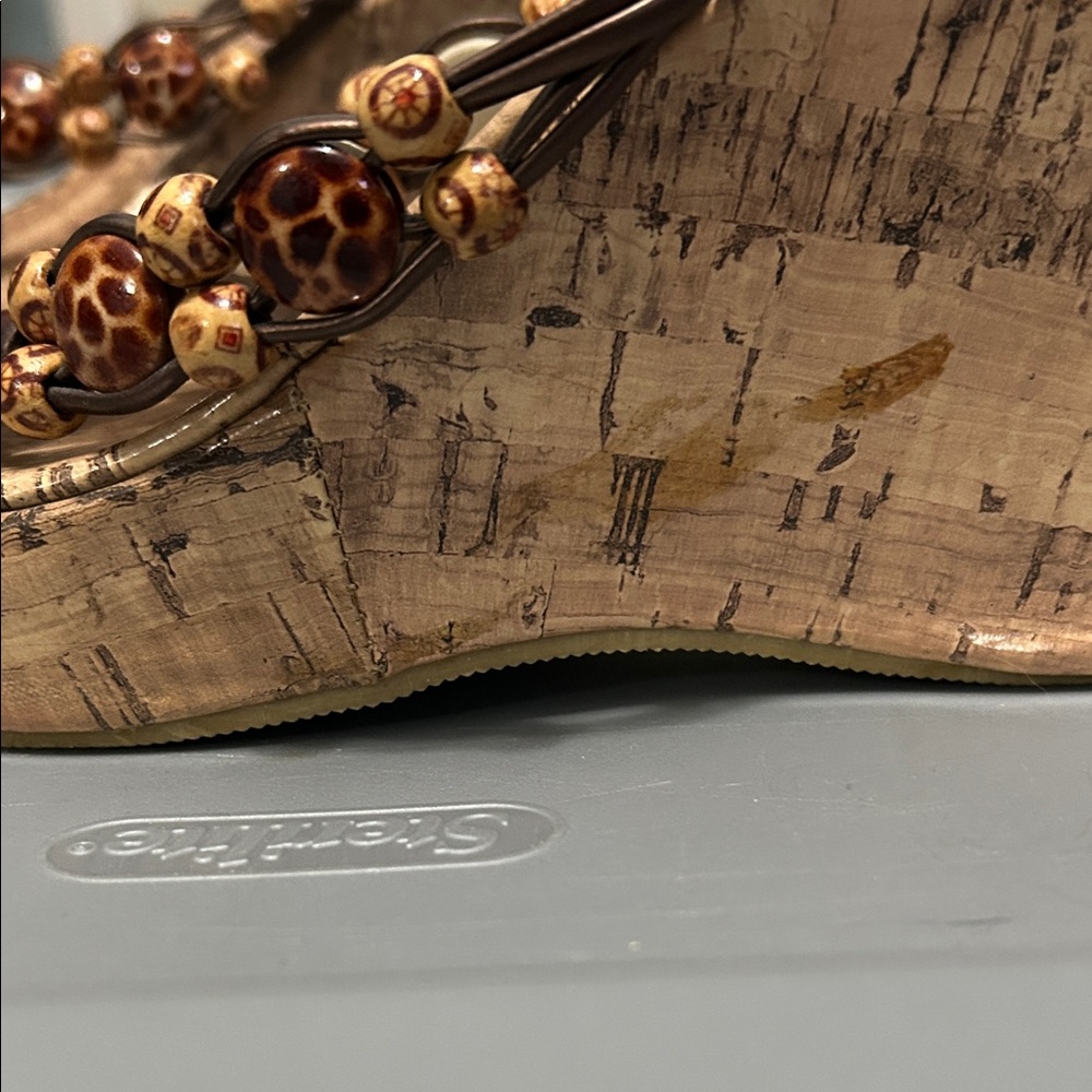 385 Fifth Brown Beaded Cork Heels - Picture 2 of 2